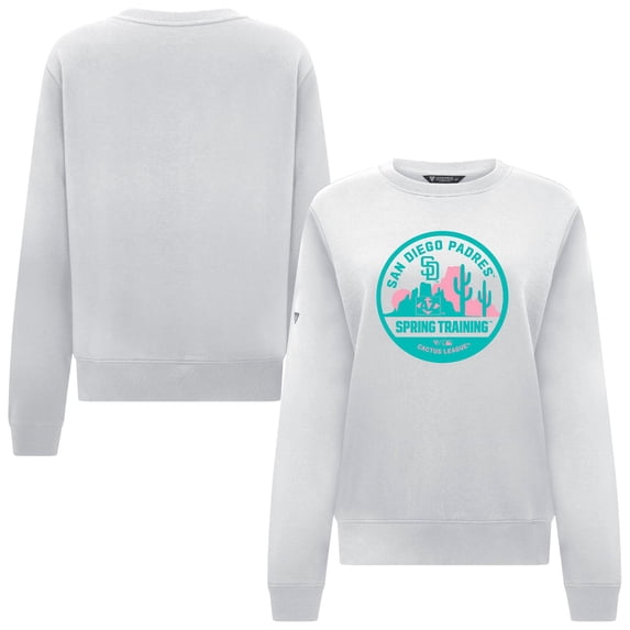 Women's Levelwear White San Diego Padres Yvette Spring Training Badge Bold Sweatshirt
