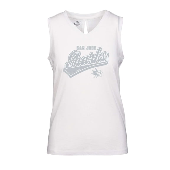 Women's Levelwear White San Jose Sharks Paisley Sweep V-Neck Tank Top