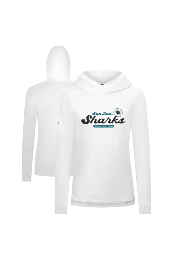 Women's Levelwear White San Jose Sharks Slender Monument Raglan Pullover Hoodie