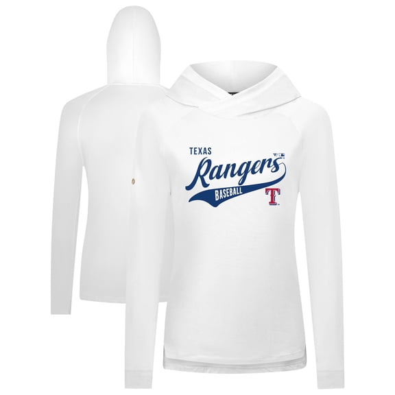 Women's Levelwear White Texas Rangers Slender Glide Raglan Hoodie
