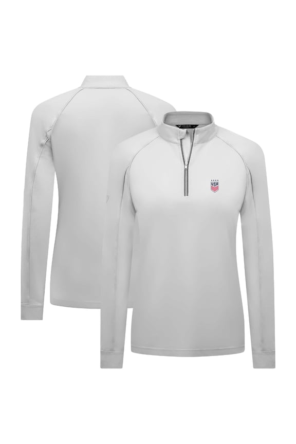 Women's Levelwear White USWNT Kinetic Insignia Quarter-Zip Pullover
