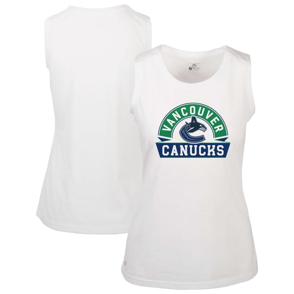Women's Levelwear White Vancouver Canucks Macy Banner Arch Tank Top