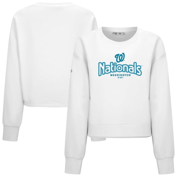 Women's Levelwear White Washington Nationals Judd Cornerstone Cropped Sweatshirt
