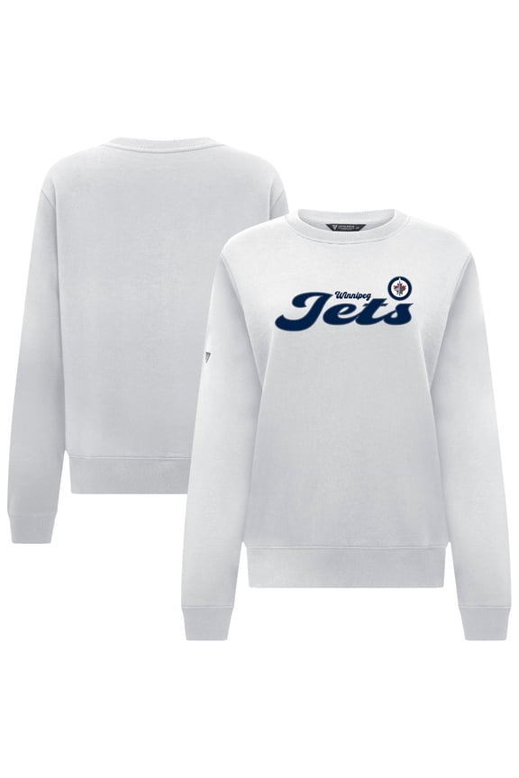 Women's Levelwear White Winnipeg Jets Yvette Big Script Tri-Blend Sweatshirt