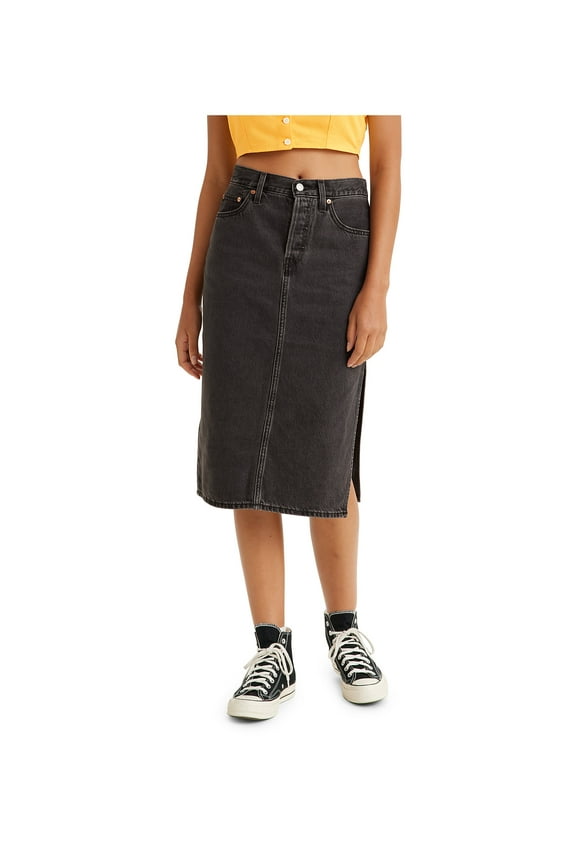 Women's Levi's Denim Side Slit Midi Jean Skirt Color: Nior Black Size: 29(US 8)M