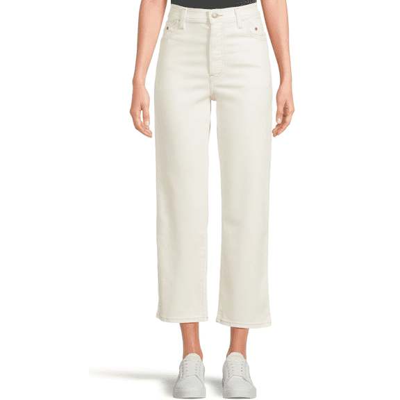 Women's Levi's® Riveted Ribcage Straight Ankle Jeans Color: Egret Size: 25(US 0)M