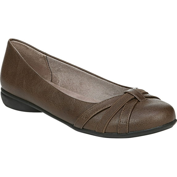 Women's Life Stride Abigail Ballet Flat Dark Tan Faux Leather 8 M