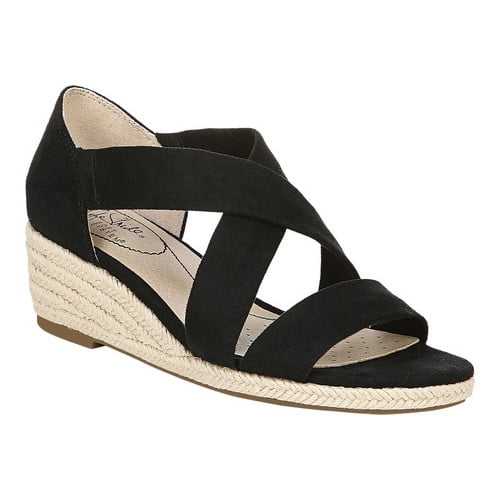 LifeStride Womens Siesta Microsuede Slip On Wedge Sandals