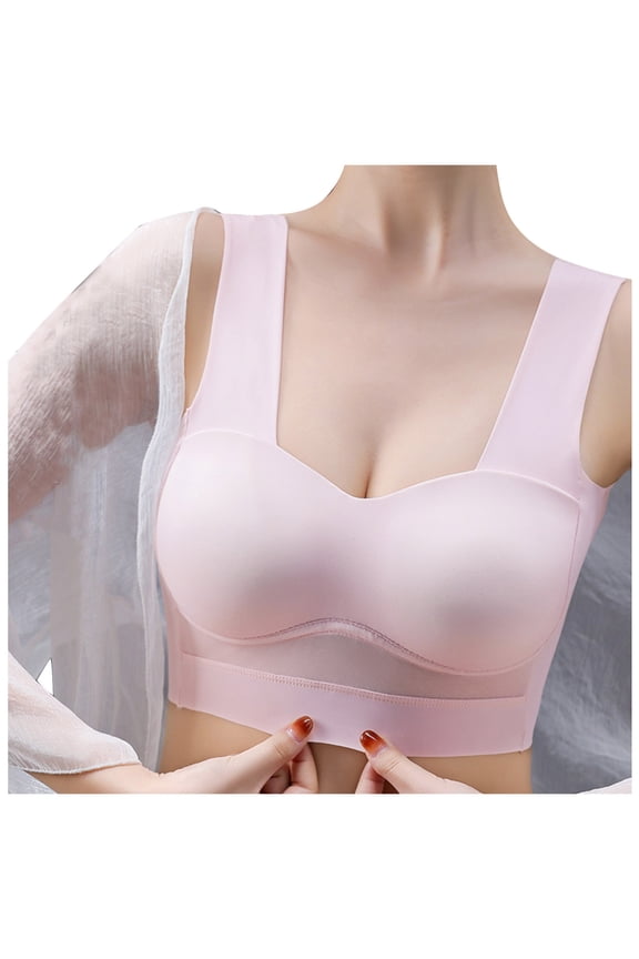 Women's Lift and Support Seamless Bra One Piece Sports Yoga Bra Stretch Camisoles Side & Back Smoothing Bralettes