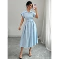 thumbnail image 1 of Women's Light Blue Collared Midi Vacation Dress, Spring/Summer, 1 of 6