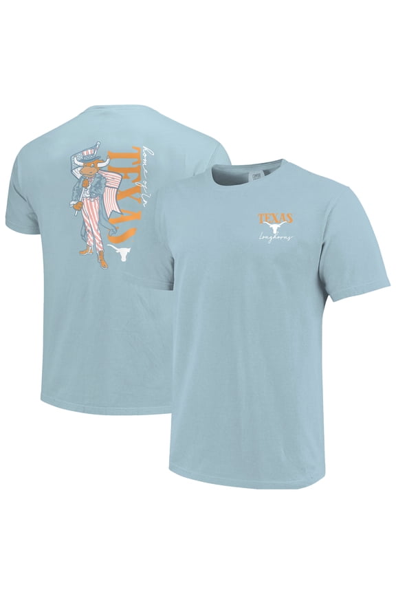 Women's Light Blue Texas Longhorns Americana Mascot Comfort Colors T-Shirt