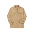 thumbnail image 1 of Women's Light French Beige Solid Corduroy Shacket with Frilled Flap Pocket, 1 of 12