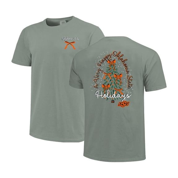 Women's  Light Green Oklahoma State Cowboys Christmas Tree Comfort Colors T-Shirt