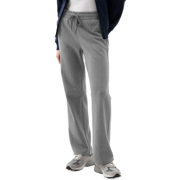 Women's Light Grey Solid Color Fleece Lined Drawstring Waist Casual Pants - [ZhiHiMeRi] | (US 20-22)2XL