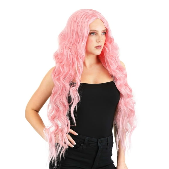 Women's Light Pink Long Wavy Wig
