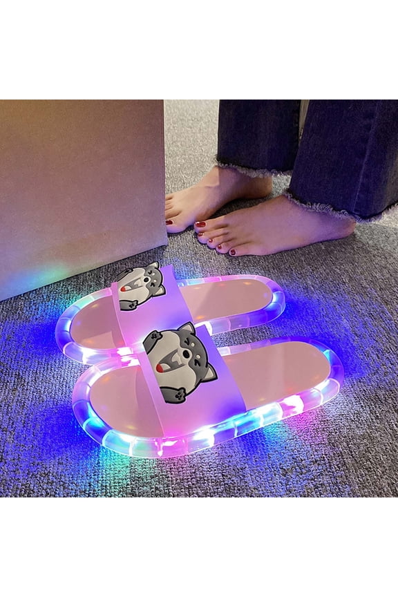 Women's Light-Up Slippers for Women Indoor House Slippers House Shoes Bedroom Cute Open Toe Non Outdoor(Pink,5.5)