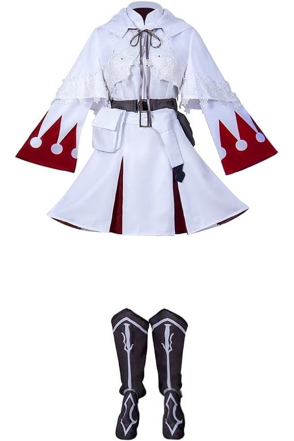Women's Light Warrior Elegance Mage Dress Cure Spell Chic: Flowing White Mage Healer Attire