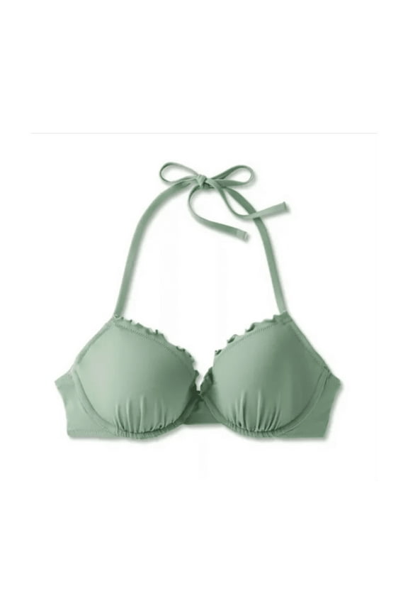 Women's Lightly Lined Ruffle Bikini Top - Shade & Shore Wasabi Green 34DD