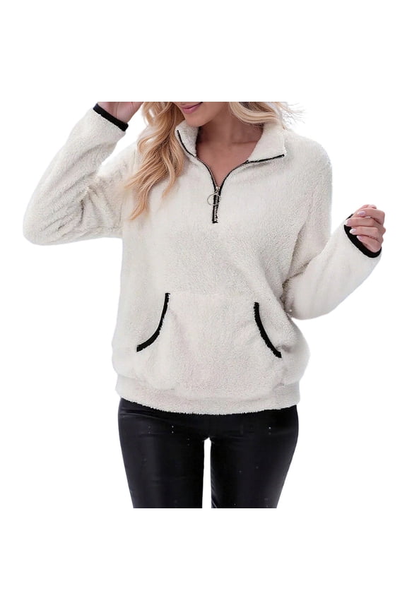 Women's Lightweight 3/4 Zip Coat With Pockets Pullover Sweaters 2025 Fall Tops Boho Long Sleeve Tops Pack Warm Windbreaker Long Coat