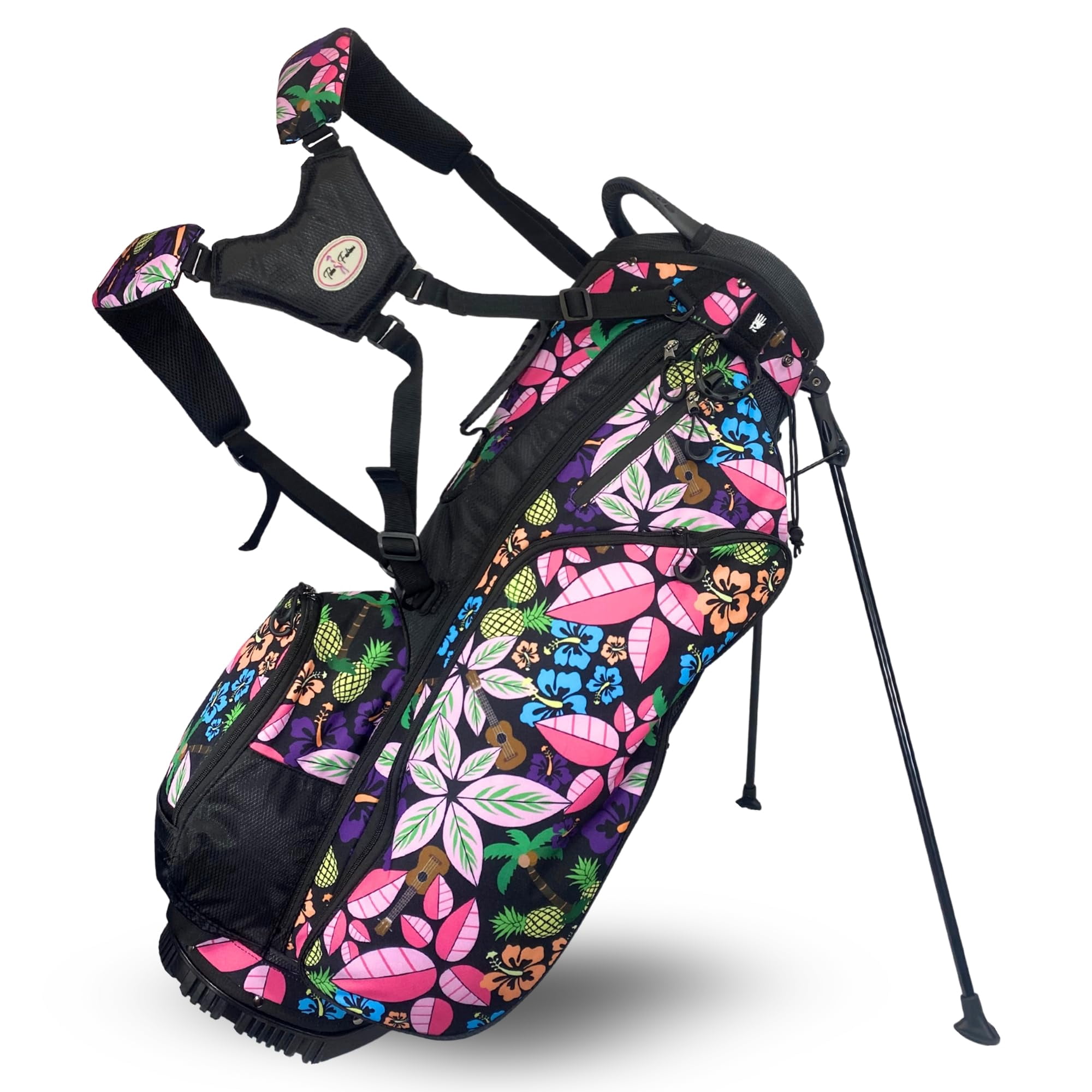 Women's Lightweight 4-Way Women's Golf Stand Bag | Taboo Fashions Stand Bag | Range Bag, Par 3, Executive Course | Self Flexing Stand, Adjustable Strap (Tropical Paradise)