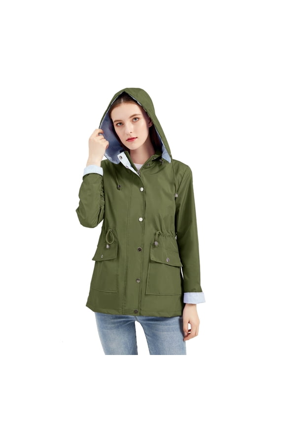 Women's Lightweight Anorak Jacket with Hood and Zippered Pockets for Outdoor Activities