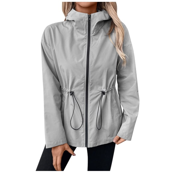 Women's Lightweight Anorak Jacket with Hood and Zippered Pockets for Outdoor Activities