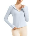 thumbnail image 1 of Women's Lightweight Athletic Jacket Sun Protection Full Zip Long Sleeve Shirts Hiking Outdoor Blue L, 1 of 4