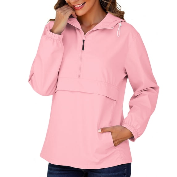Women's Lightweight Athletic Sport Hoodie Half Zip Collar Top Long Sleeve Waterproof Pullover for Outdoor Hiking
