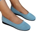 thumbnail image 1 of Women's Lightweight Ballet Flat Shoes Wedge Solid Color Slip On Low Top Dress Shoes Breathable Knit Barefoot Shoes Blue Size 9, 1 of 6