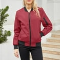 thumbnail image 1 of Women's Lightweight Baseball Jacket Cropped Zip Up Quilted Windbreaker Casual Outerwear, 1 of 9