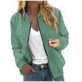 thumbnail image 1 of Women's Lightweight Baseball Jacket Long Sleeve Zip Up Casual Outerwear Coat Stylish Comfortable Spring Fall Windbreaker with Pockets, 1 of 2