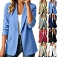 thumbnail image 1 of Women's Lightweight Blazer Open Front Textured Blazer Jacket Long Sleeve Work office Suit Coat with Pocket Fall Casual Outerwear White, 1 of 7