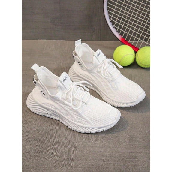 Women's Lightweight Breathable Casual Sports Shoes for Comfortable Running & Fitness, White Sneakers All Season.