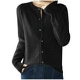 thumbnail image 1 of Women's Lightweight Button Down Cardigan Long Sleeve Casual Solid Color Crew Neck Soft Knit Cardigans Sweater Trendy Tops Women's Cardigan Sweaters Fall Oufits Clothes Fashion Top, 1 of 5