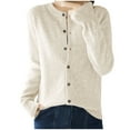 thumbnail image 1 of Women's Lightweight Button Down Cardigan Long Sleeve Casual Solid Color Crew Neck Soft Knit Cardigans Sweater Trendy Tops Women's Cardigan Sweaters Fall Oufits Clothes Fashion Top, 1 of 5
