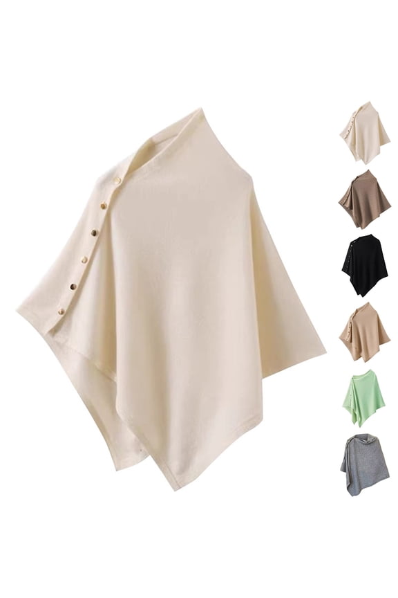 Women's Lightweight Button Shawl Wrap Knit Poncho Cape Spring Summer Fall