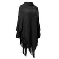 thumbnail image 1 of Women's Lightweight Cape Shawl Sweater, Knit Tassel Pullover Shawl, High Collar Knitted Shawl Casual Pullover Sweater Coat, 1 of 6