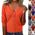 thumbnail image 1 of Women's Lightweight Cardigan, Casual Long Sleeve Button Down Knit Sweater for Work and Office, Soft Open Front Blouse Spring/Fall ,M,Saffron, 1 of 7
