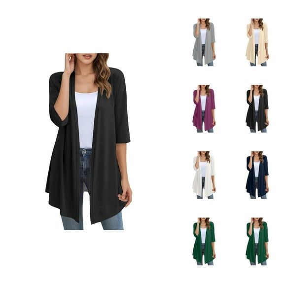 Boho Open Front Cardigans for Women Chic Vacation Outfits Women's Cardigan Lightweight Casual Loose Knit Shirt Long Sleeve Fall Fashion Comfortable Soft Stretchy Tops Outerwear