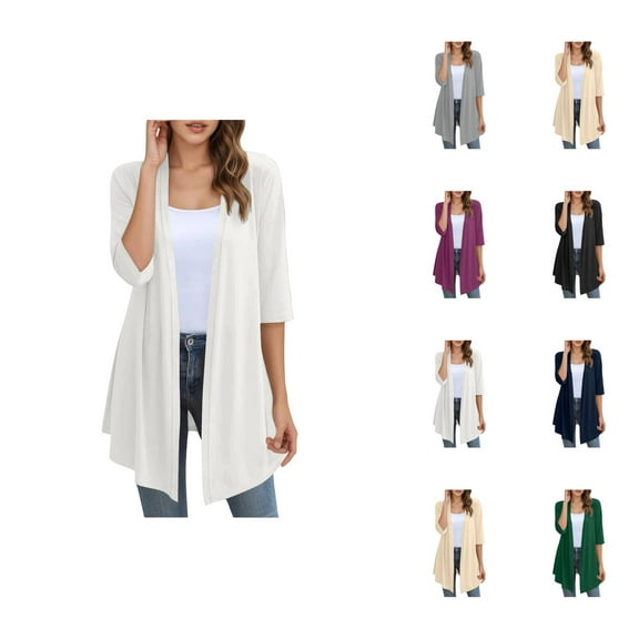Chic Women's Cardigan Long Sleeve Business Casual Open Front Cardigans Lightweight Loose Knit Shirt Fall Fashion Comfortable Soft Stretchy Tops Outerwear