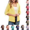 thumbnail image 1 of Women's Lightweight Cardigan Elegant Sun Knit Sweater Soft Loose Fit Casual Cover Up Outerwear Comfortable Stretchy Sleeve Tan Open Sweater XXL, 1 of 4