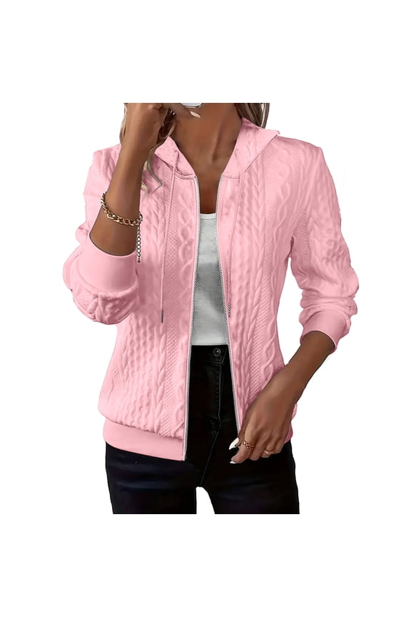 Women's Lightweight Cardigan Long Sleeve Solid Shackets Oversized Cable Knit Jacket Shirt Full Zip Slim Fit Tunic Tops (S, Pink)