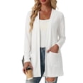 thumbnail image 1 of Women's Lightweight Cardigan Long Sleeve Sweater Open Front Casual Fall Cardigans with Pockets,White M, 1 of 7