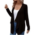 thumbnail image 1 of Women's Lightweight Cardigan Soft Ribbed Knit Jacket Open Front Jacquard Weave Coat All-Season Outerwear with Irregular Hem Solid Long Sleeve Tops, 1 of 3
