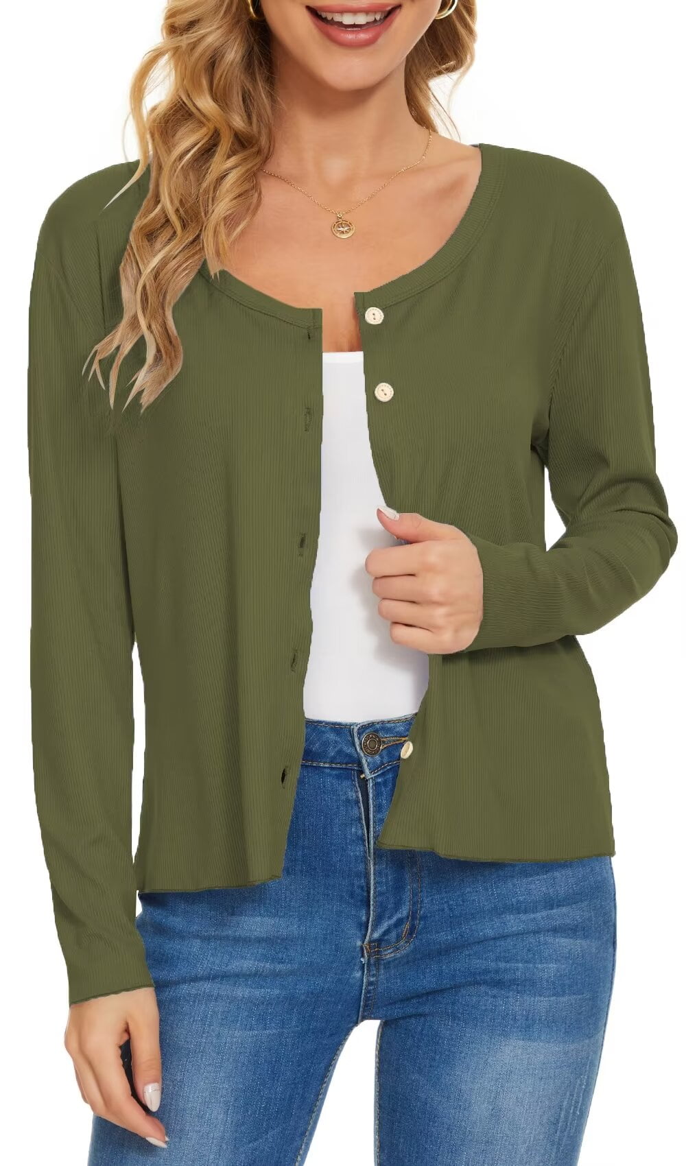 Women's Lightweight Cardigan Sweater Long Sleeve Crewneck Button Down — free download