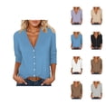 thumbnail image 1 of Women's Lightweight Cardigan V Neck 3/4 Sleeve Button Front Sweater Casual Fall Spring Thin Knit Top For Ladies Cardigan Sweaters for Women, 1 of 2