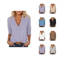 thumbnail image 1 of Women's Lightweight Cardigan V Neck 3/4 Sleeve Button Front Sweater Casual Fall Spring Thin Knit Top For Ladies Cardigan Sweaters for Women, 1 of 2