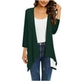 thumbnail image 1 of Women's Lightweight Cardigans Plus Size Long Sleeve Open Front Solid Color Cover Ups Fall Oversized Warm Trendy Casual Cozy Cute Irregular Hem Draped Dusters Cardigans, 1 of 5
