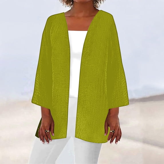 Women's Lightweight Cardigans Summer Long Cardigan Solid Color Casual Fashion Open Front Beach Cover Ups 3/4 Sleeve Kimono Fall Oversized Trendy Casual Cozy Cute Cardigan