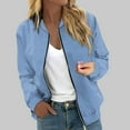 thumbnail image 1 of Women's Lightweight Casual Baseball Jacket Long Sleeve Zip up Outerwear Coat with Pockets Stylish Comfortable Everyday Wear Spring Fall Women Casual Jacket Jackets Long Sleeve Casual Outdoor, 1 of 4